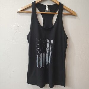 Lost Gods 4th of July Distressed Flag Racerback Tank Top Black Sz Medium